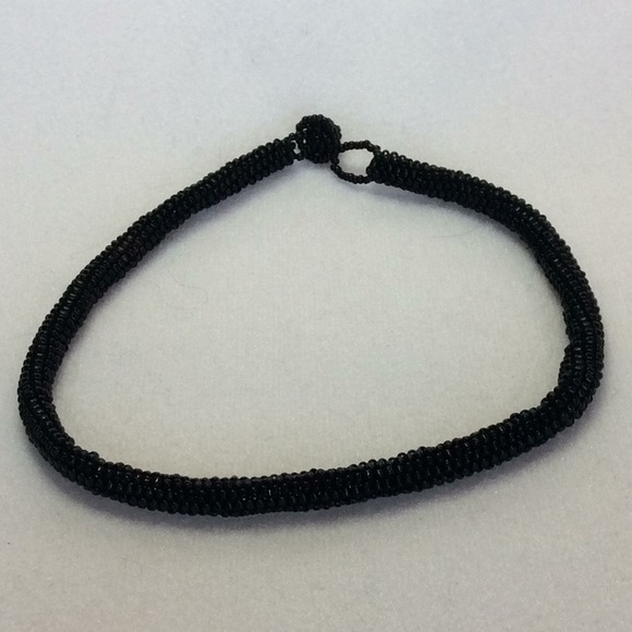 FINAL SALE PRICE Black Handmade Crocheted Choker & Purple Necklace - Picture 5 of 6